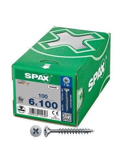 SPAX Wirox Flat Head Screws 6 x 100 mm, Box of 100
